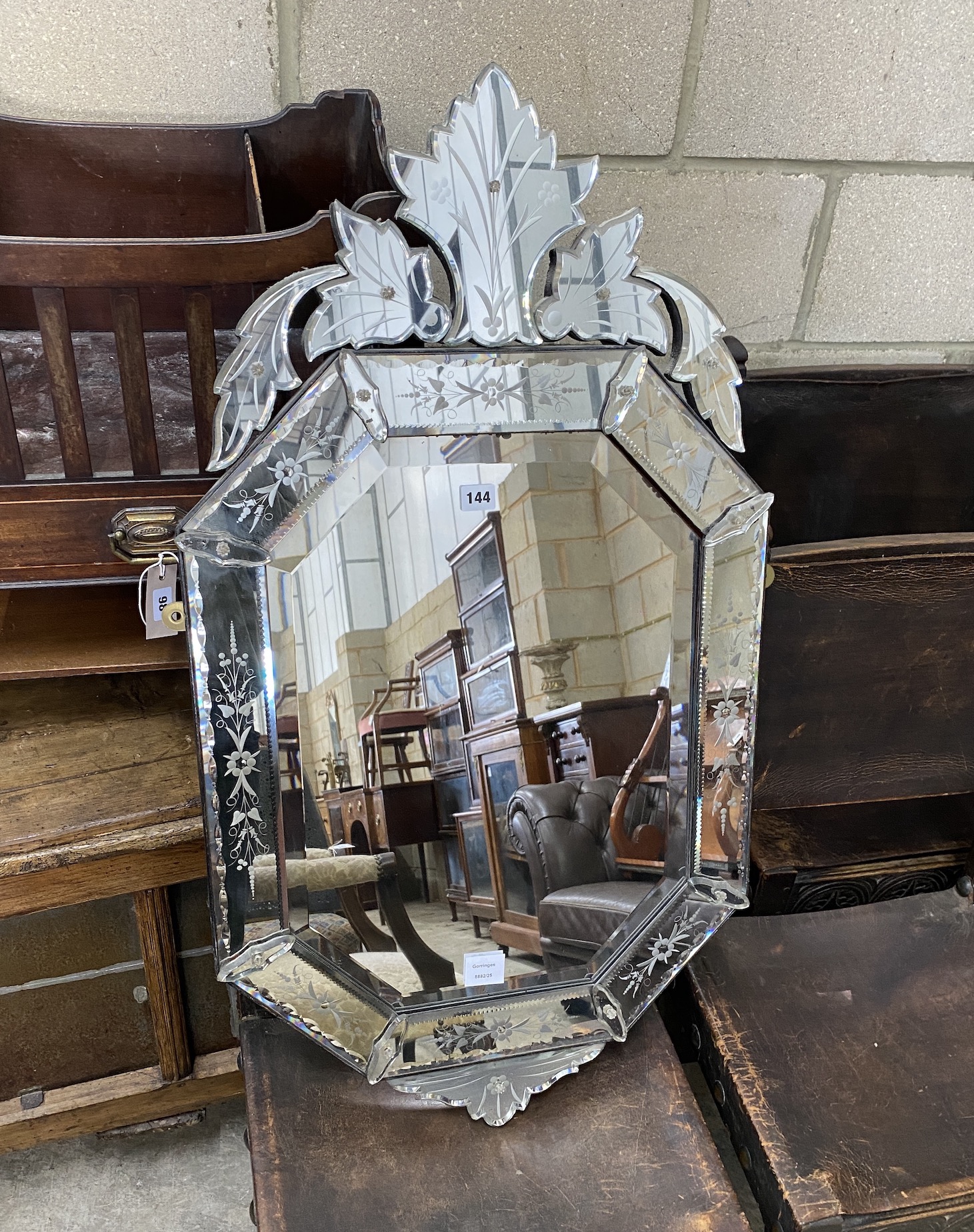 A Venetian style octagonal wall mirror, width 56cm, height 99cm